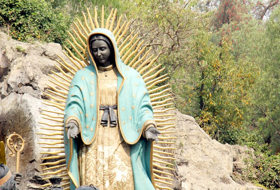 virgen de guadalupe sobre una piedra