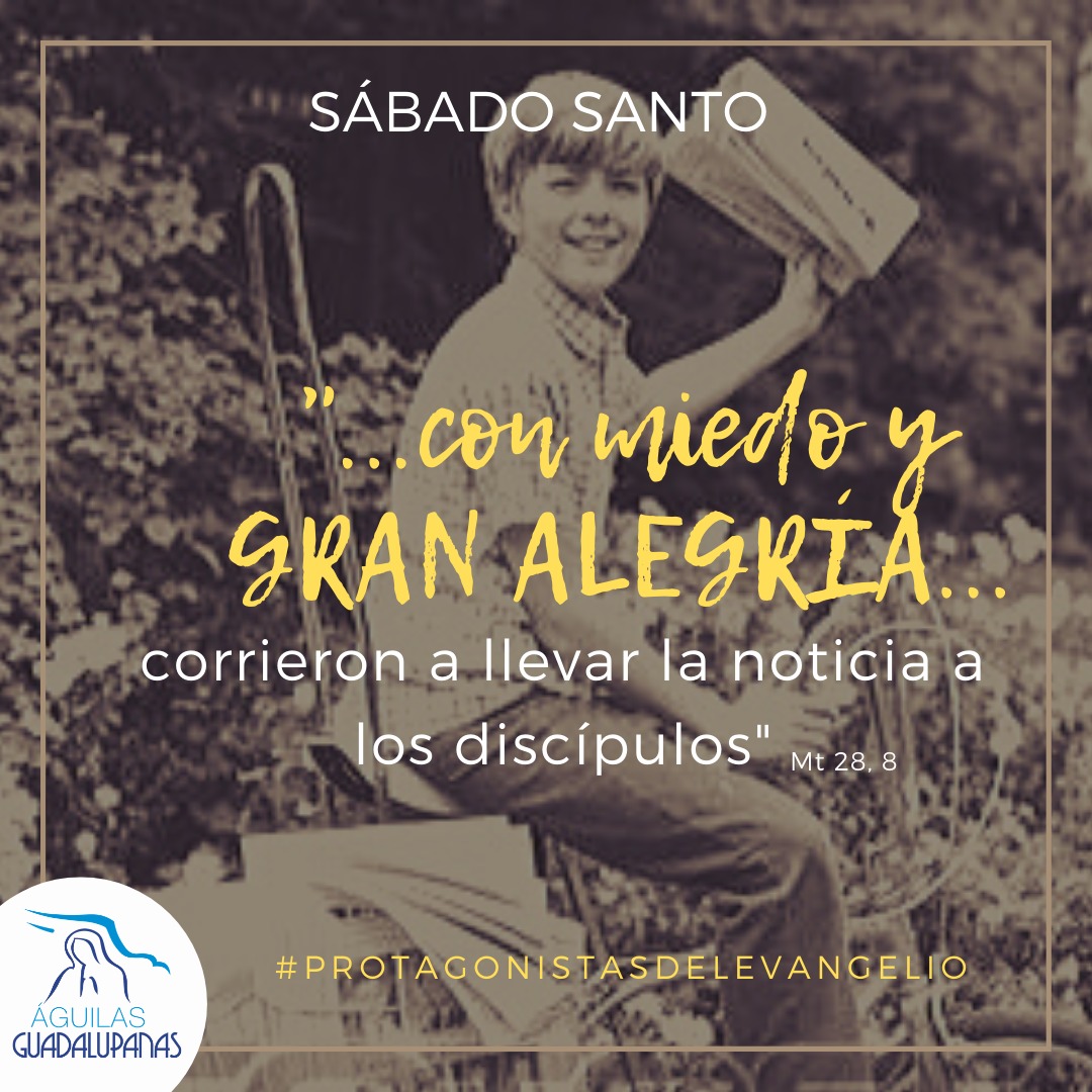banner sabado santo con fondo de un niño repartidor de periódicos